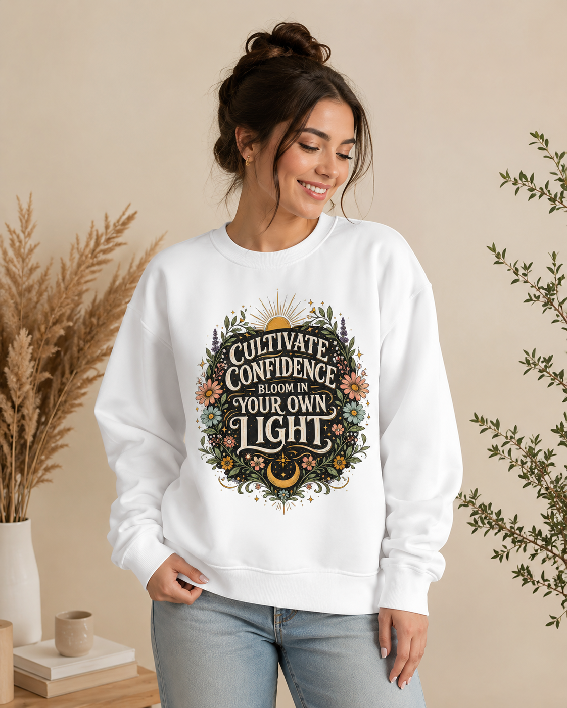 Cultivate Confidence: Botanical Radiance Edition | Premium 400 GSM Oversized Sweatshirt