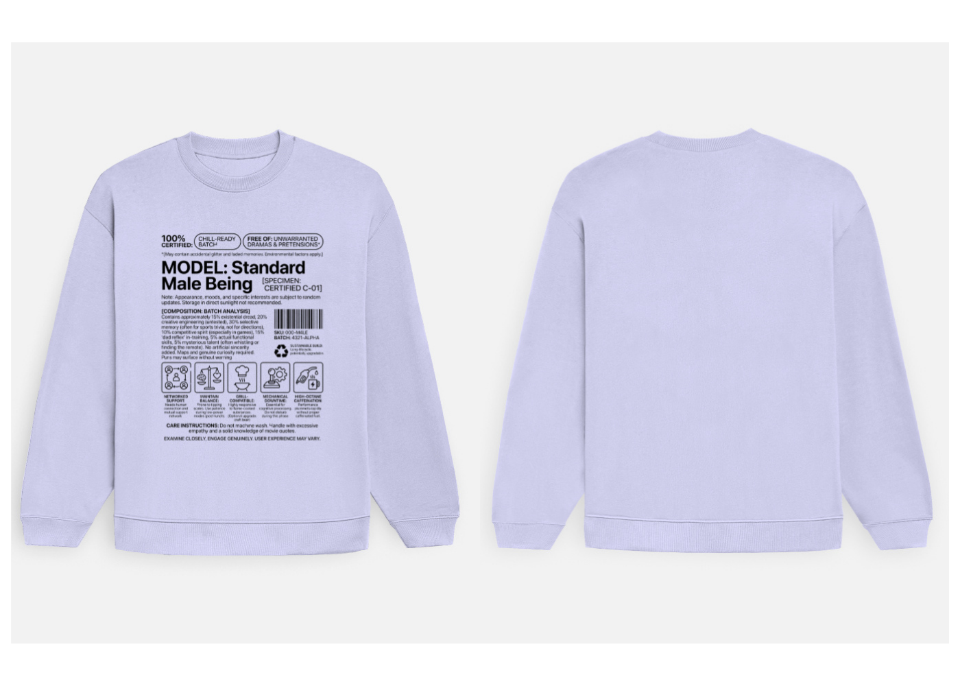 Standard Male Being: Blueprint Edition | Premium 400 GSM Oversized Sweatshirt
