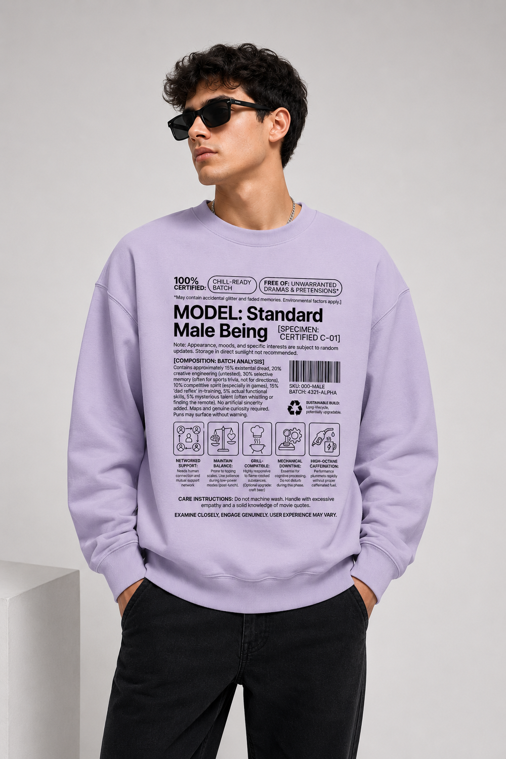 Standard Male Being: Blueprint Edition | Premium 400 GSM Oversized Sweatshirt