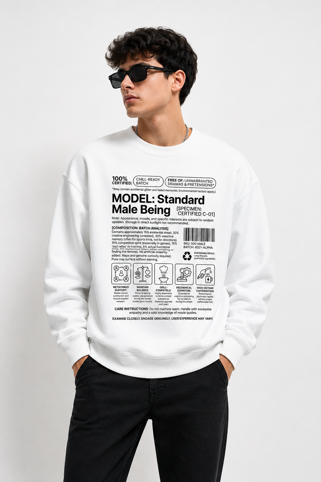 Standard Male Being: Blueprint Edition | Premium 400 GSM Oversized Sweatshirt