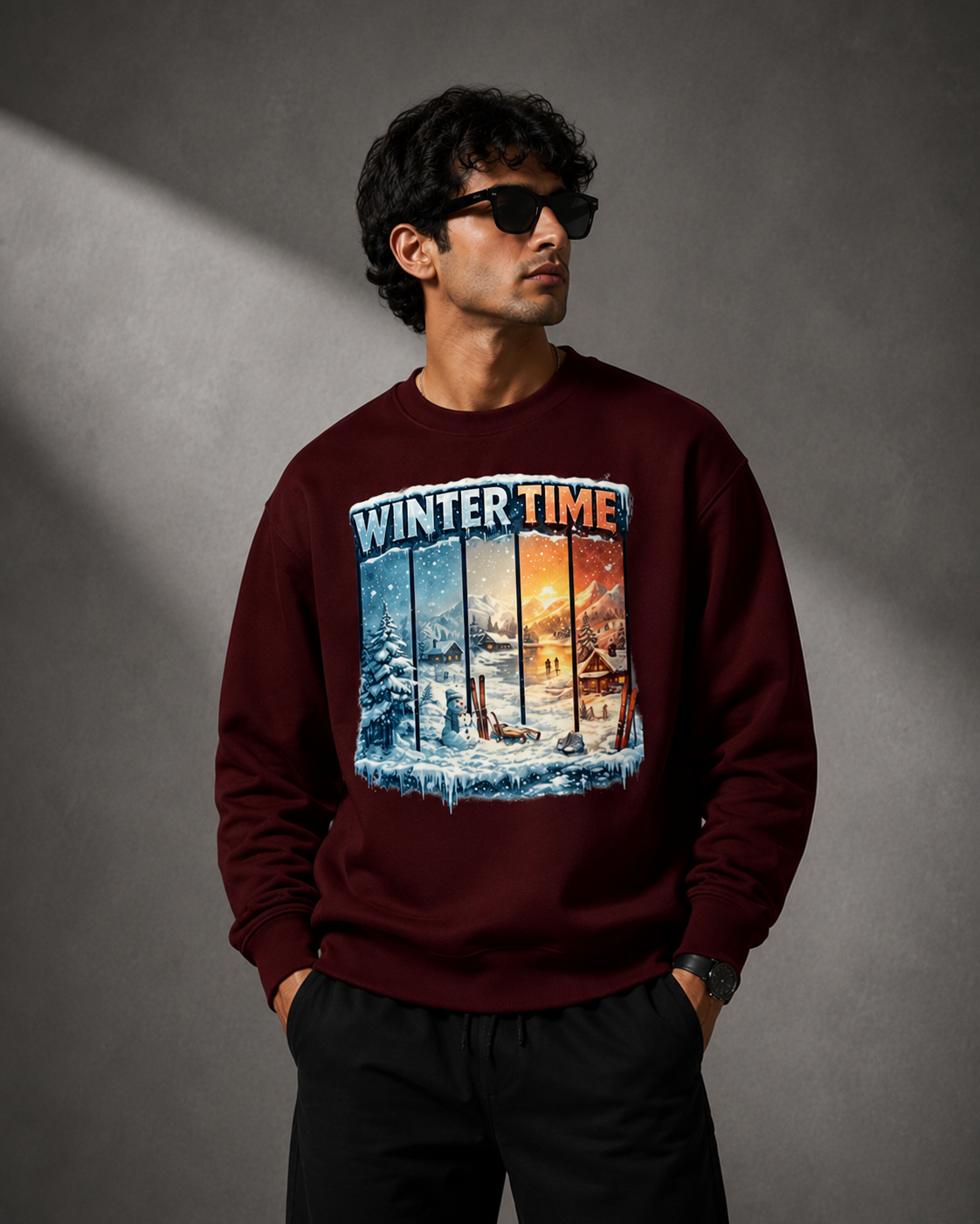 Winter Time: Frost & Fire Edition | Premium 400 GSM Oversized Sweatshirt