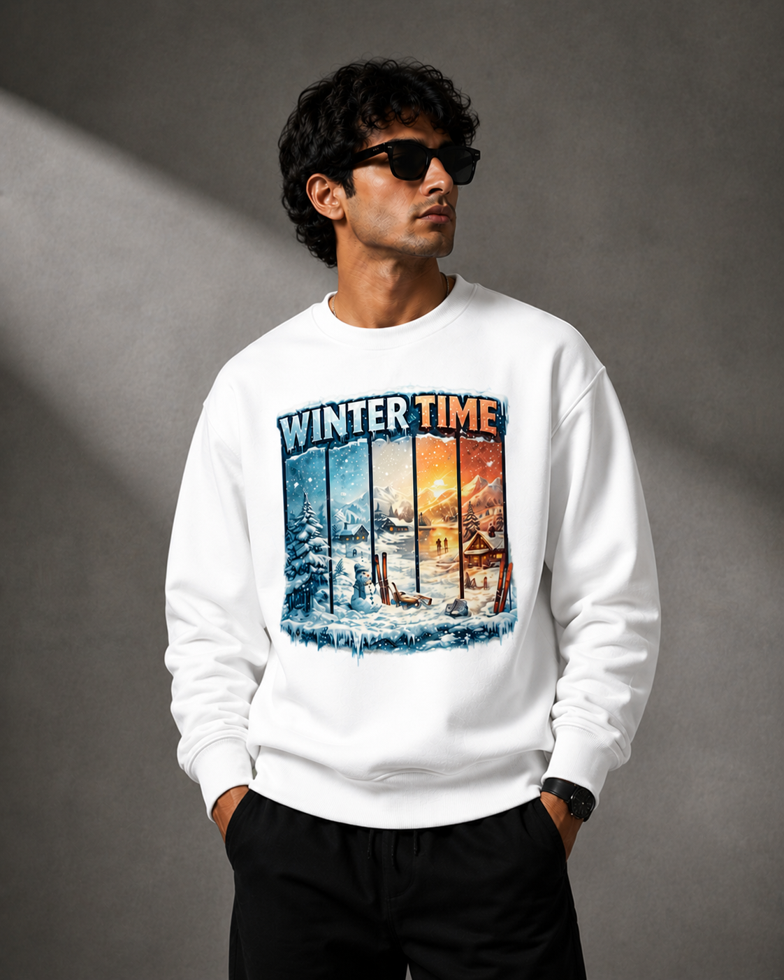 Winter Time: Frost & Fire Edition | Premium 400 GSM Oversized Sweatshirt