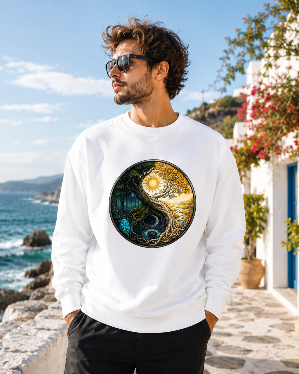 The Eternal Balance: Yin Yang Solstice Realm Edition | Premium 400 GSM Oversized Sweatshirt