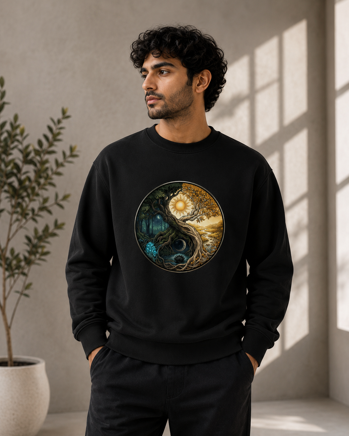 The Eternal Balance: Yin Yang Solstice Realm Edition | Premium 400 GSM Oversized Sweatshirt