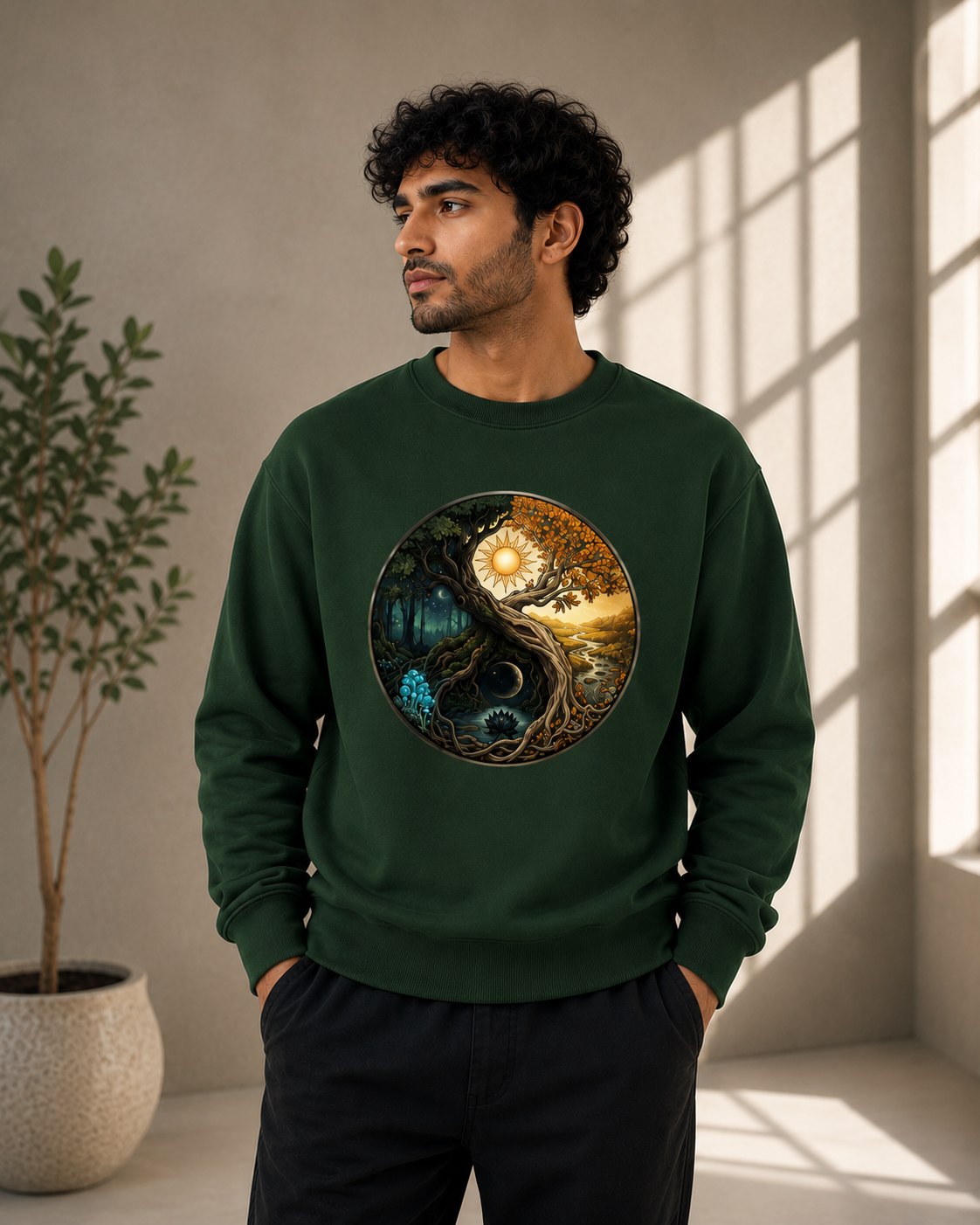 The Eternal Balance: Yin Yang Solstice Realm Edition | Premium 400 GSM Oversized Sweatshirt