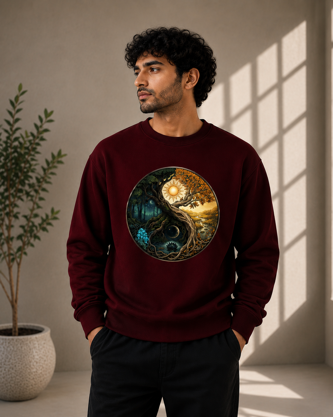 The Eternal Balance: Yin Yang Solstice Realm Edition | Premium 400 GSM Oversized Sweatshirt
