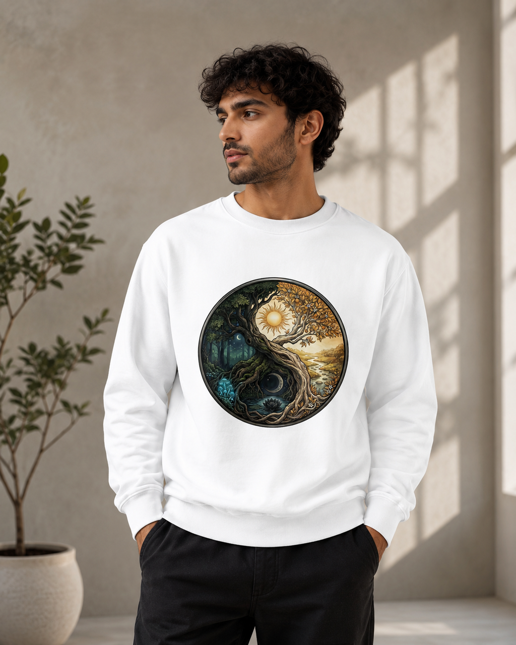 The Eternal Balance: Yin Yang Solstice Realm Edition | Premium 400 GSM Oversized Sweatshirt