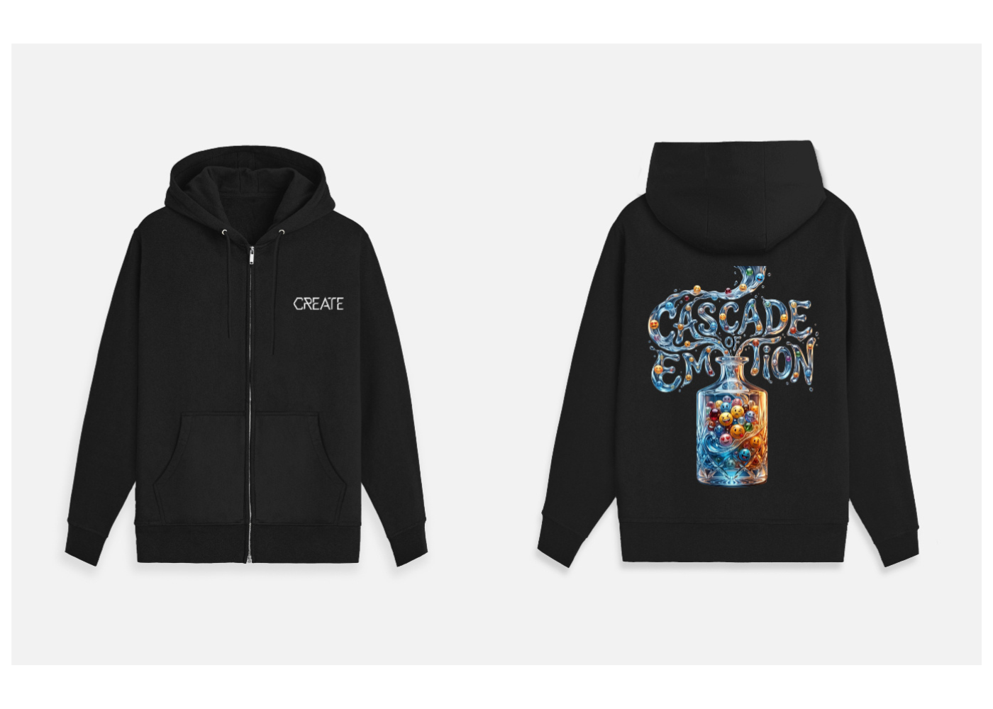 Cascade of Emotion: Creative Flow Edition | Premium 400 GSM Zip Hoodie