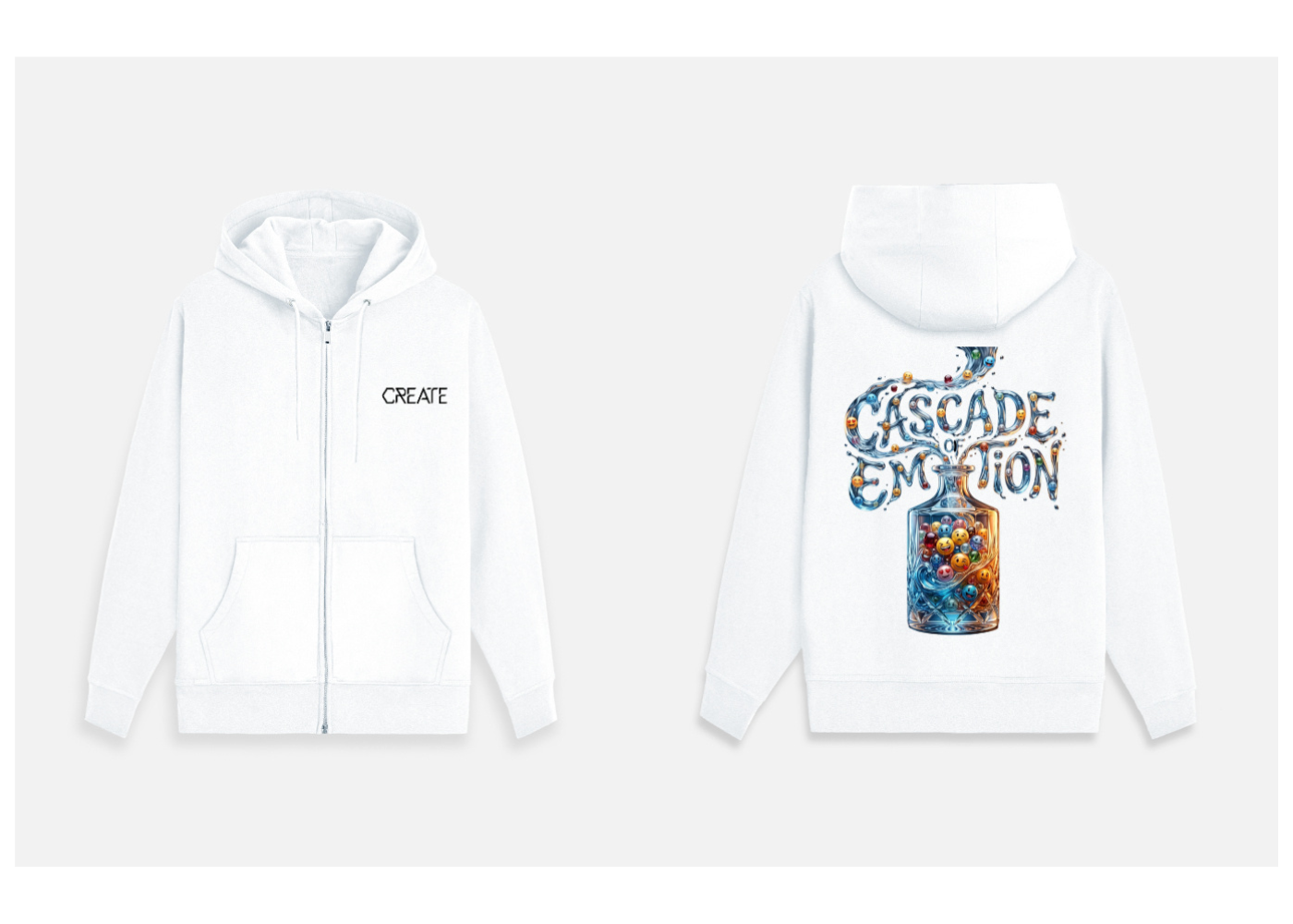 Cascade of Emotion: Creative Flow Edition | Premium 400 GSM Zip Hoodie