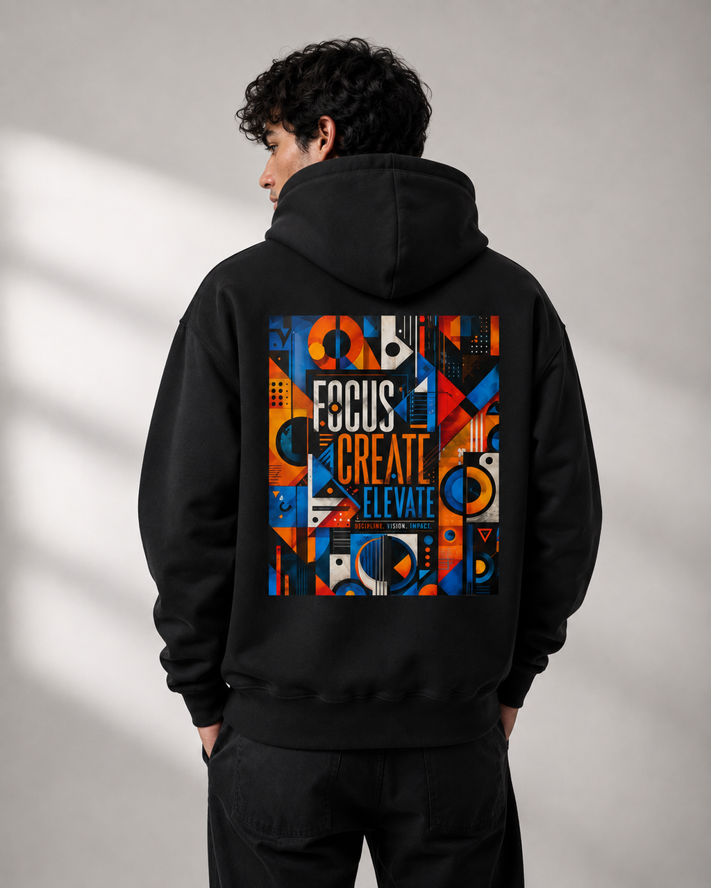 Focus Create Elevate: Bauhaus Abstract Edition | Premium 400 GSM Zip Hoodie