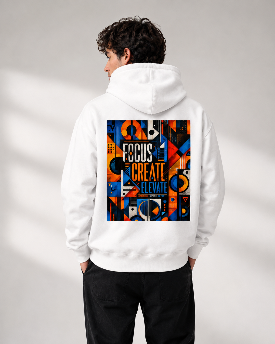 Focus Create Elevate: Bauhaus Abstract Edition | Premium 400 GSM Zip Hoodie