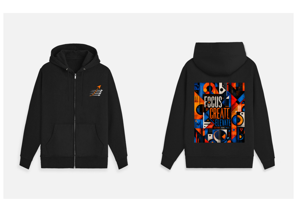 Focus Create Elevate: Bauhaus Abstract Edition | Premium 400 GSM Zip Hoodie