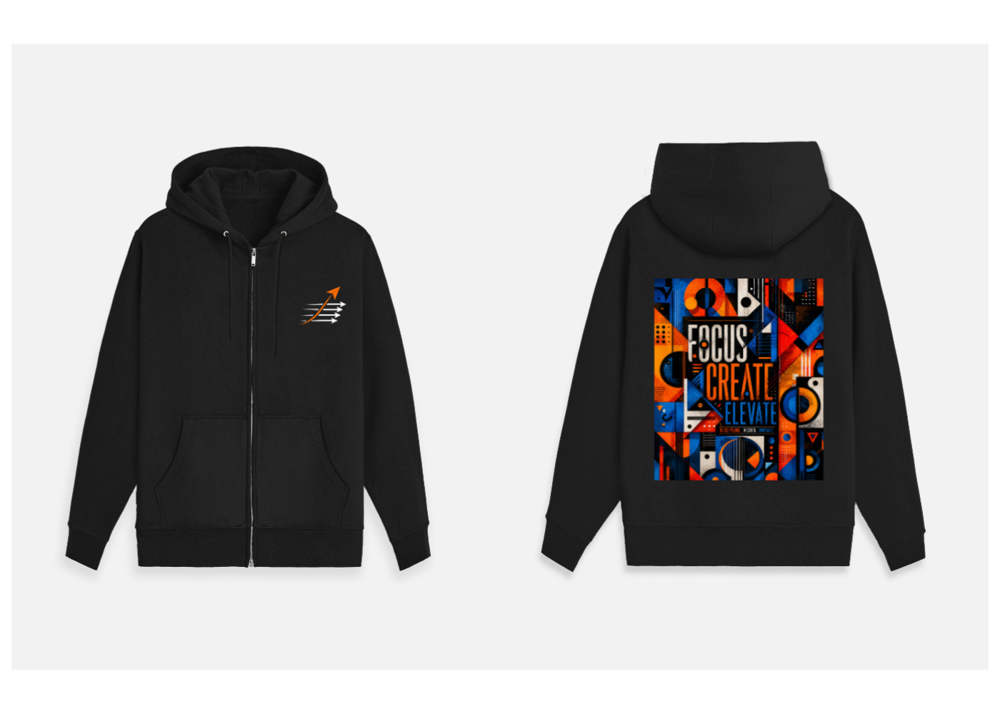 Focus Create Elevate: Bauhaus Abstract Edition | Premium 400 GSM Zip Hoodie