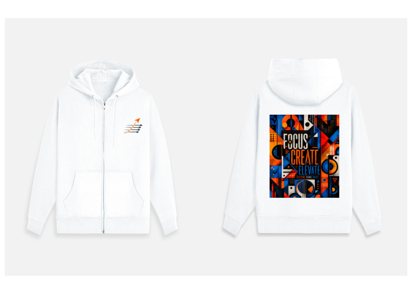 Focus Create Elevate: Bauhaus Abstract Edition | Premium 400 GSM Zip Hoodie